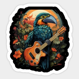 Hornbill Playing Guitar Sticker